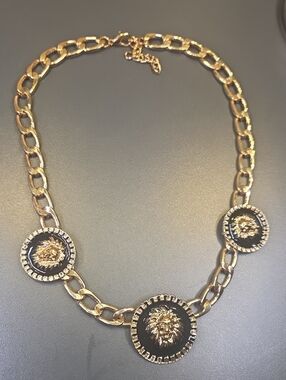 Gold-Tone Lion Medallion Chain Necklace - Women's Jewelry